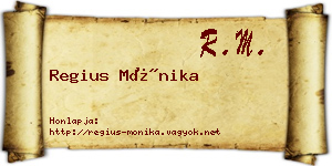 Regius Mónika névjegykártya